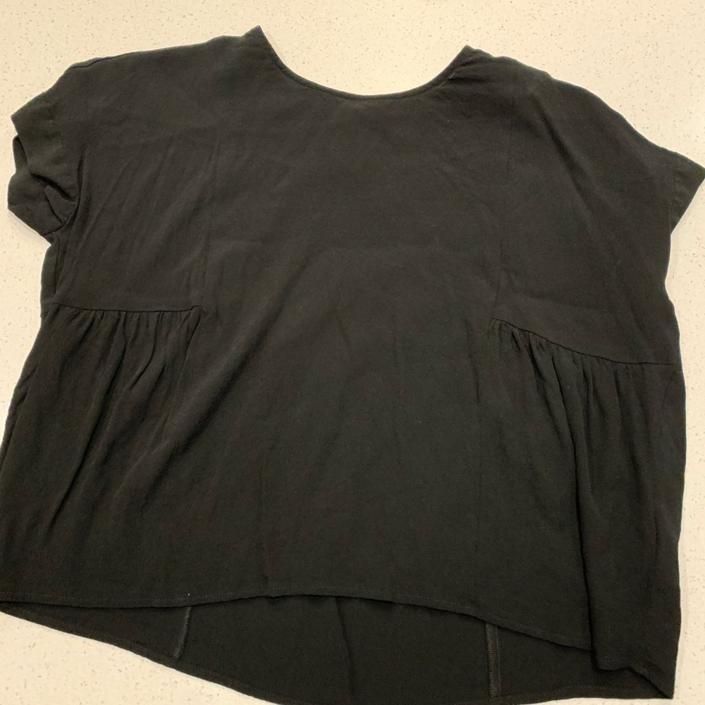 Madewell Black Boxy Short Sleeve Blouse